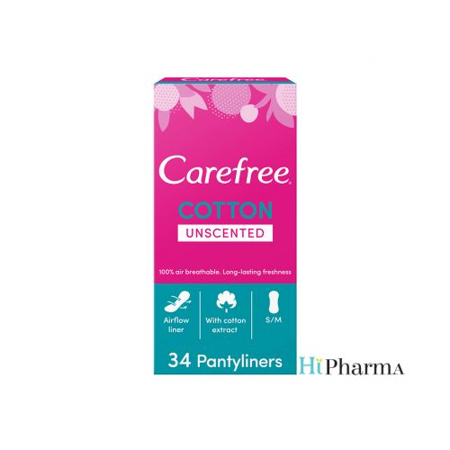 Carefree Breathable Cotton Unscented Pantyliners 34 S